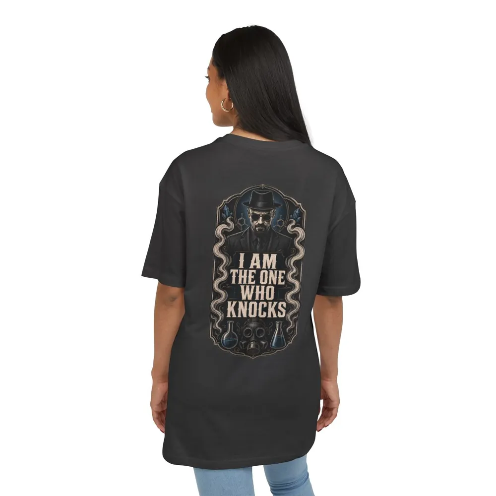 The One Who Knocks worn by a woman, back view in Black